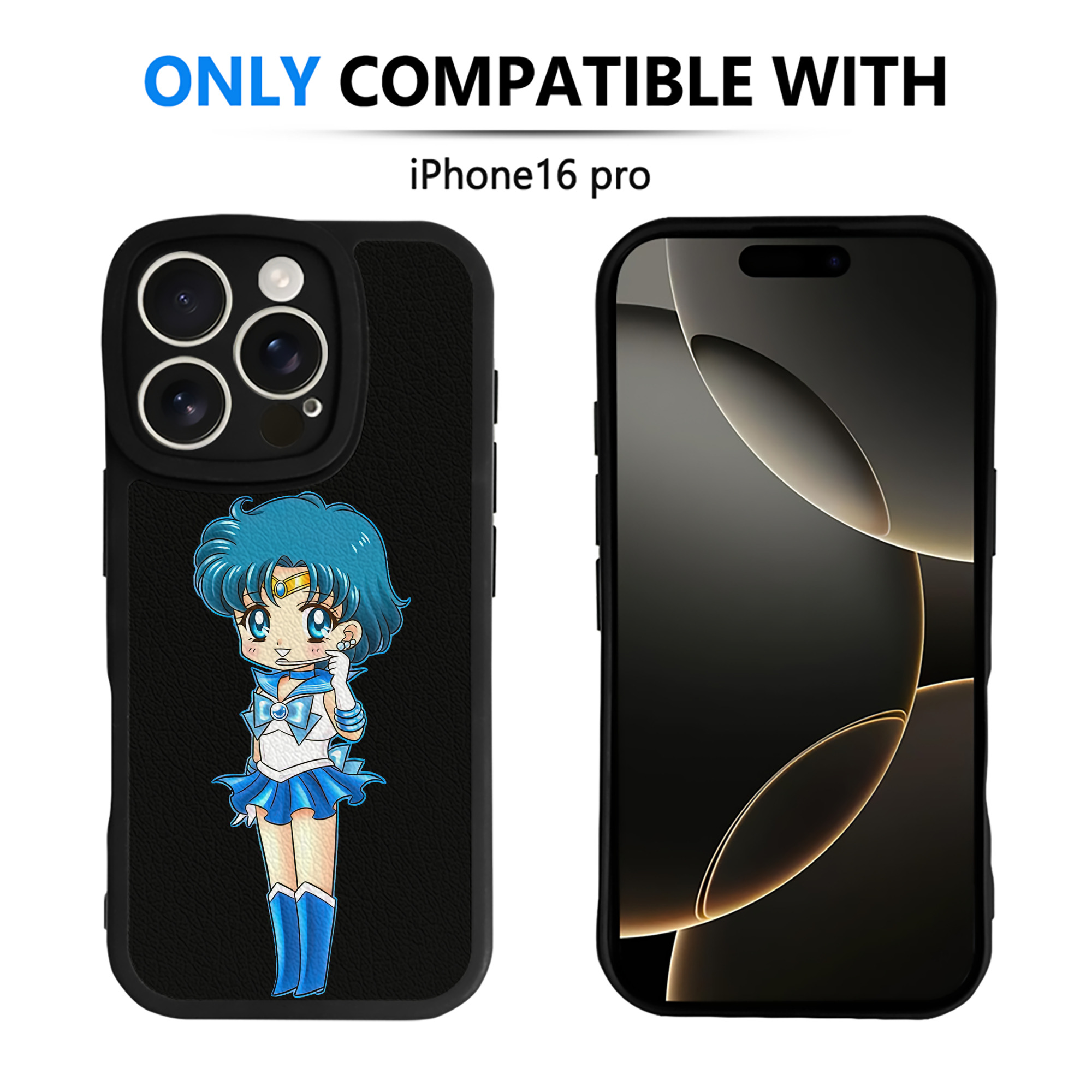 （画像用） 美少女戦士セーラームーン 水野 亜美 みずの あみ Sailor Moon Mizuno Ami 【iPhone 16シリーズ対応】シリコンスマホケース（レザー調） 材質：シリコン